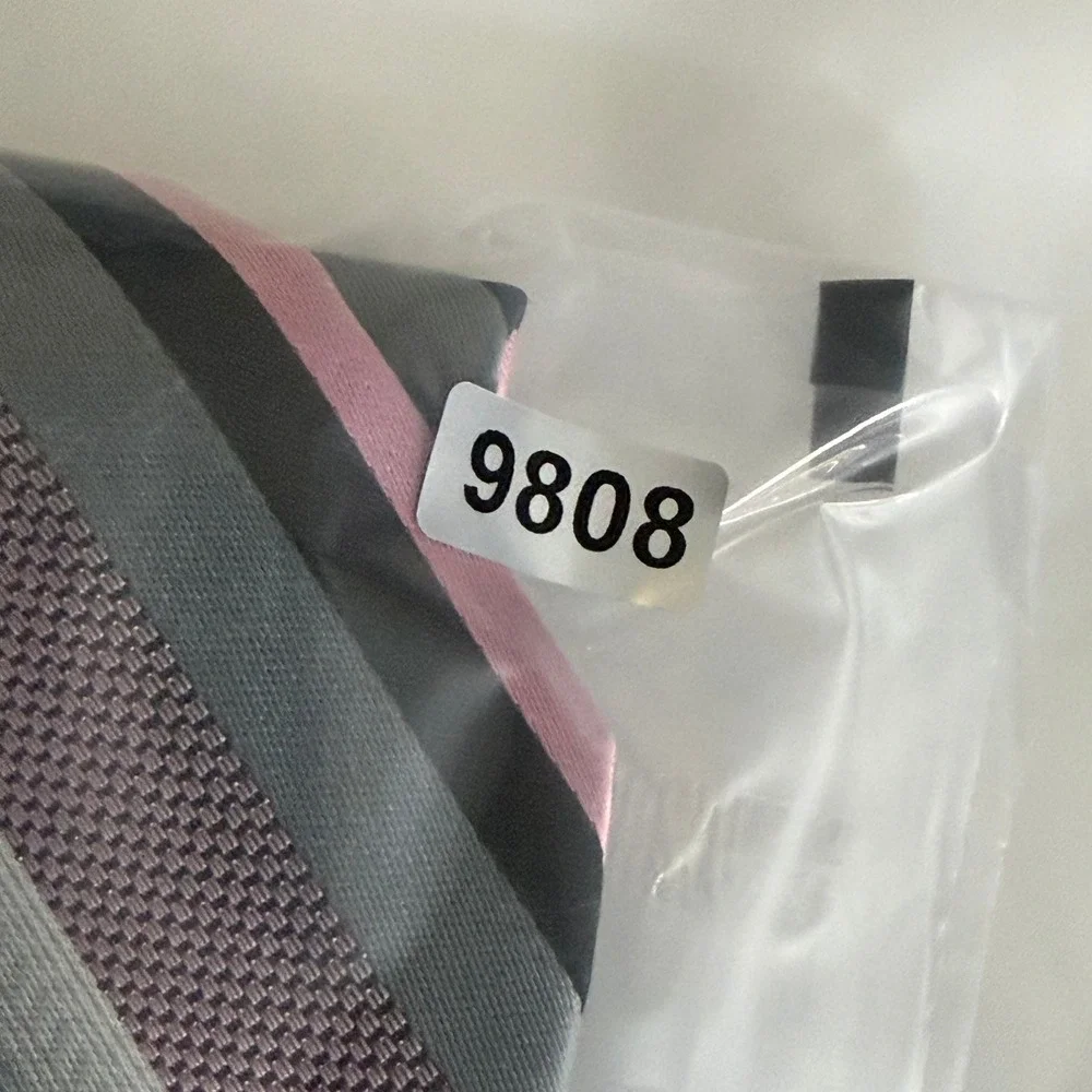 Stafford Essentials Mens Pink Gray Black Striped Polyester Hand Made Necktie